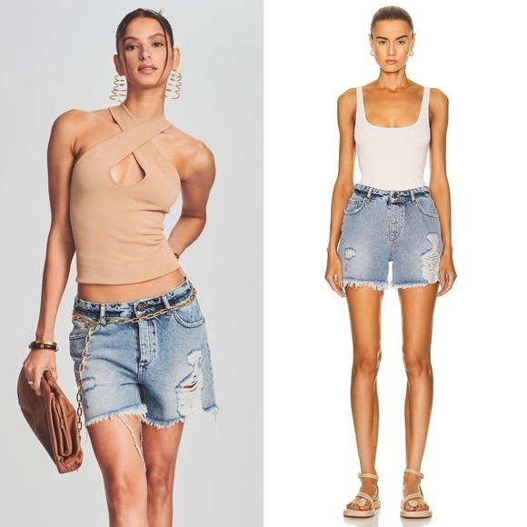 NWT RETROFETE SEROYA 90s High Waist Ripped Distressed Denim Cutoff Jean Short 30 - Picture 4 of 10